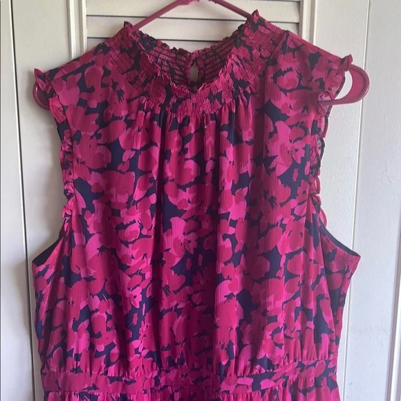 NWT! J. Crew Factory Navy & Pink Floral Dress, Sz 16 - Picture 3 of 6